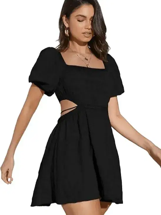 Aahwan-Solid-Summer-Beach-Square-Neck-Puff-Sleeve