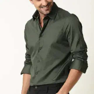 SATIN STRETCH SHIRT HOLAND Darkolivegreen